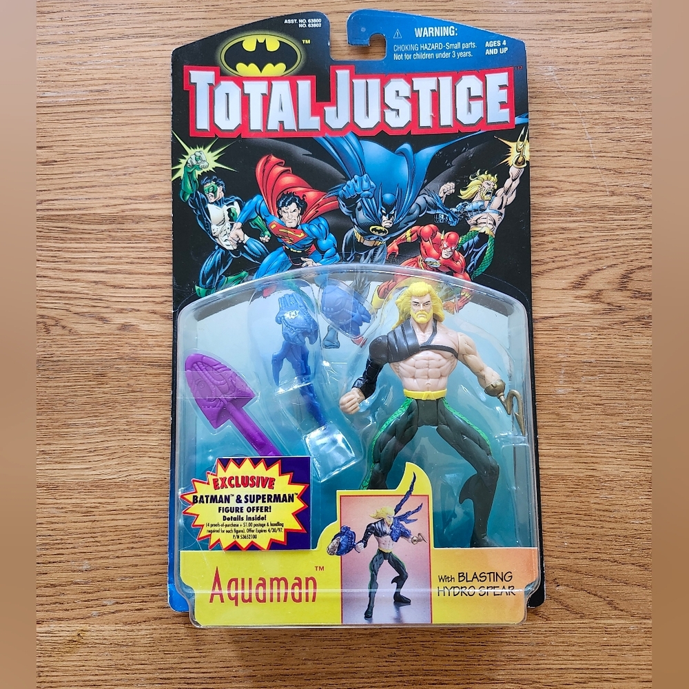 1997 Aquaman Total Justice  Figure with Hydro Sled - Green and Yellow By Kenner